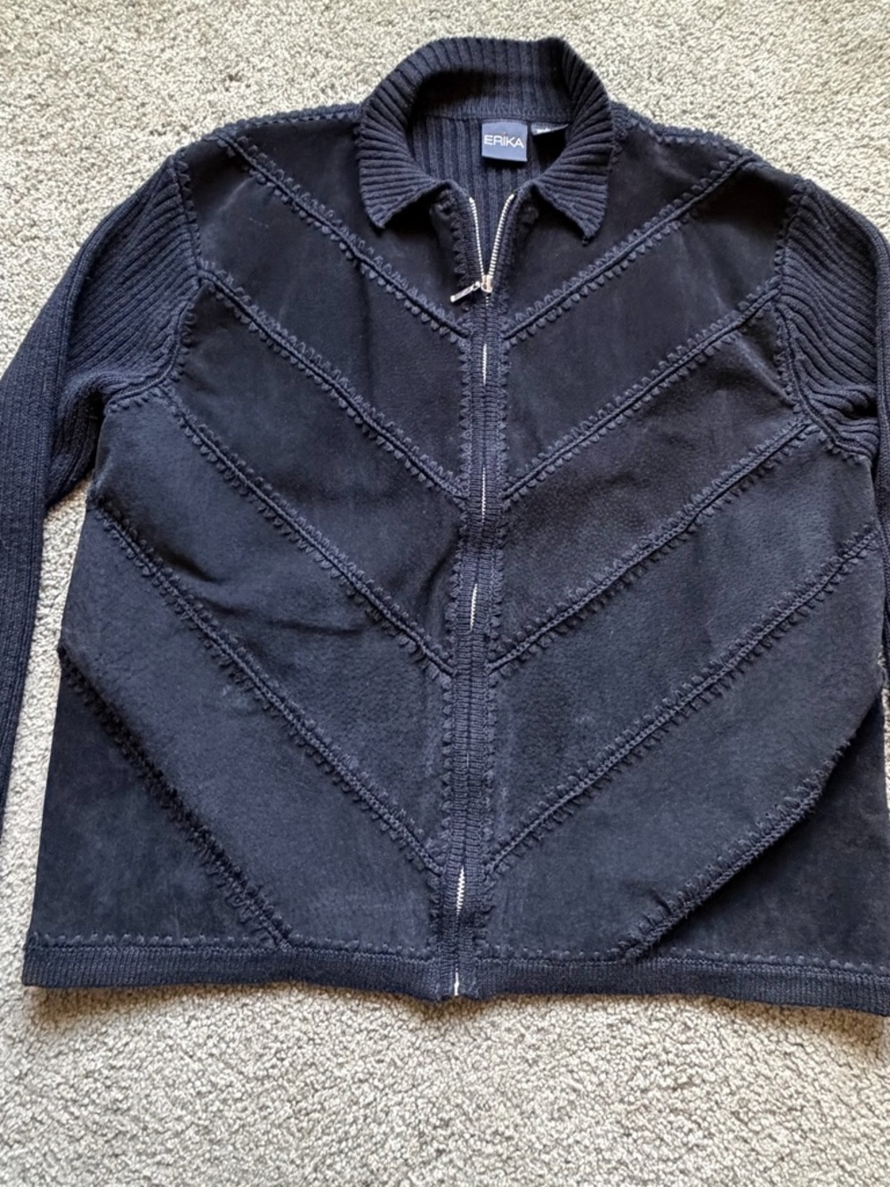 ERIKA Womens Black Zip-Front Knit Jacket